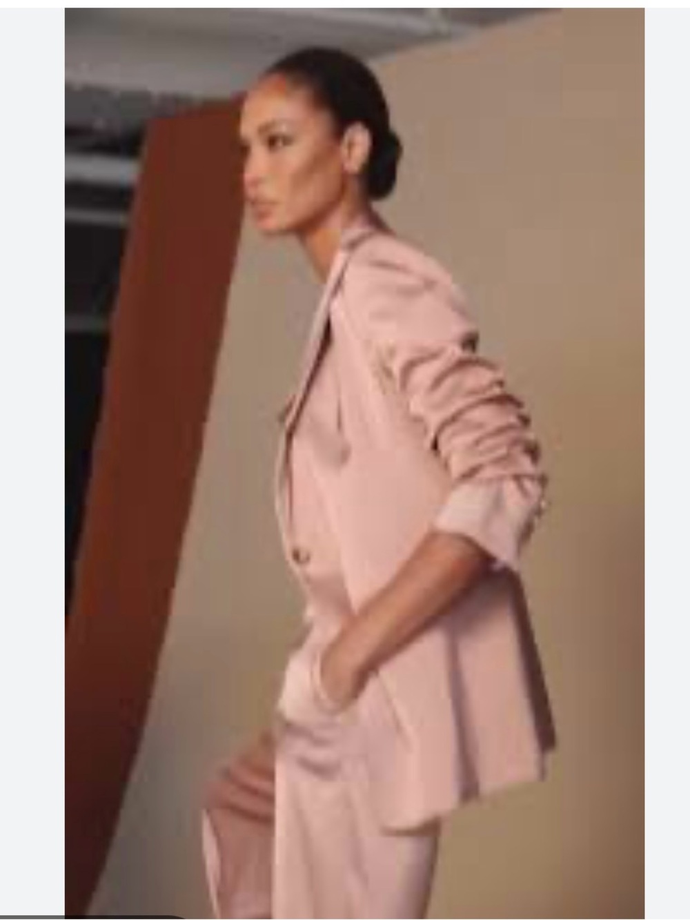 NWT - Donna Karan Women’s Rose Pink Satin Blazer with metal buttons. Size 6